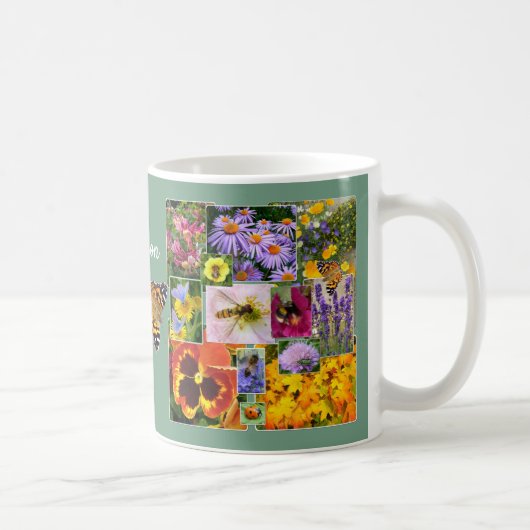 Schöne benutzerdefinierte Blume und InsektenCollag Kaffeetasse (Rechts)