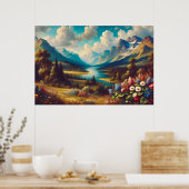 Schöne Berge und ein magischer Fluss Poster (Küche)