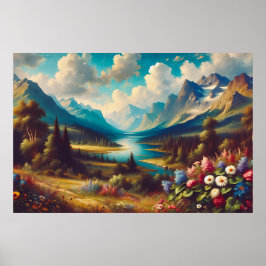 Schöne Berge und ein magischer Fluss Poster