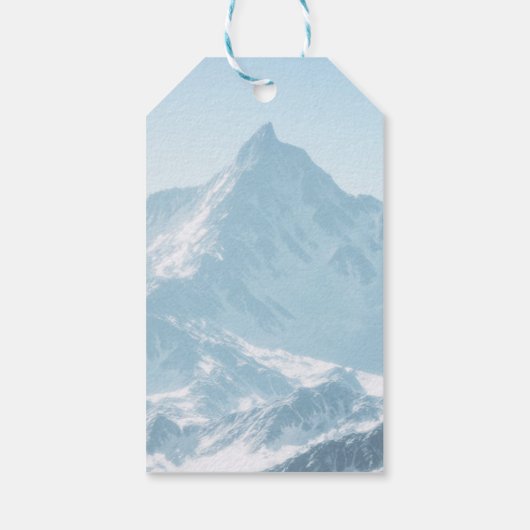 Schöne Bergfotografie Winterhochzeit Geschenkanhänger (Rückseite)