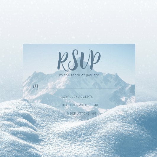 Schöne Bergfotografie Winterhochzeit RSVP Karte