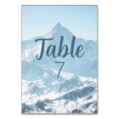 Schöne Bergfotografie Winterhochzeit Tischnummer (Rückseite)