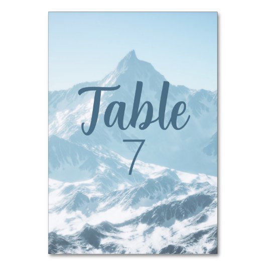 Schöne Bergfotografie Winterhochzeit Tischnummer (Vorderseite)