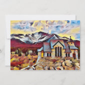 Schöne Bergkapelle auf der Rockhochzeit Einladung (Rückseite)