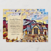 Schöne Bergkapelle auf der Rockhochzeit Einladung (Vorne/Hinten)