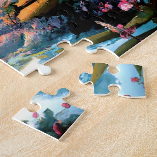 Schöne Bergkulisse Bäume Kunst Puzzle (Seite)