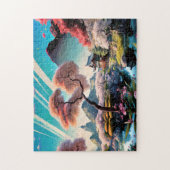 Schöne Bergkulisse Bäume Kunst Puzzle (Vertikal)