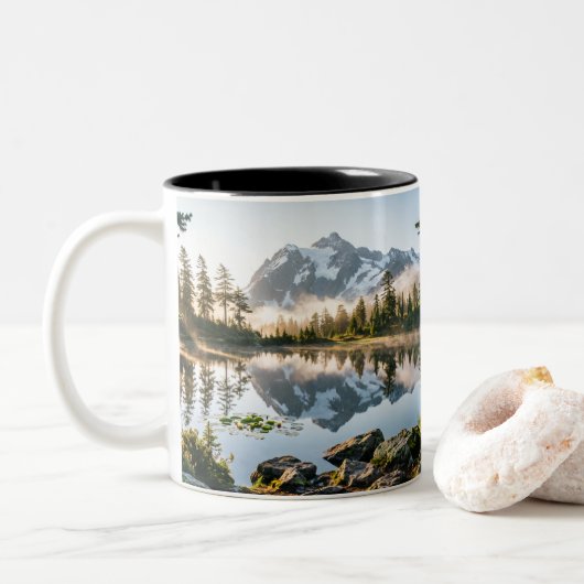 Schöne Berglandschaft Kaffeetasse (Mit Donut)