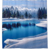 Schöne Bergsee Winterlandschaft Duschvorhang (Vorderseite)