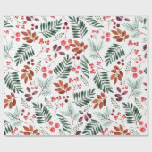 Schöne Berries und Zweige Wasserfarbe Geschenkpapier (Flach)