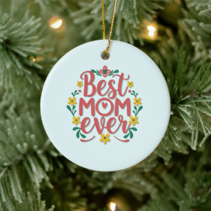 Schöne beste Mama je farbenfrohe rote Typografie Keramik Ornament