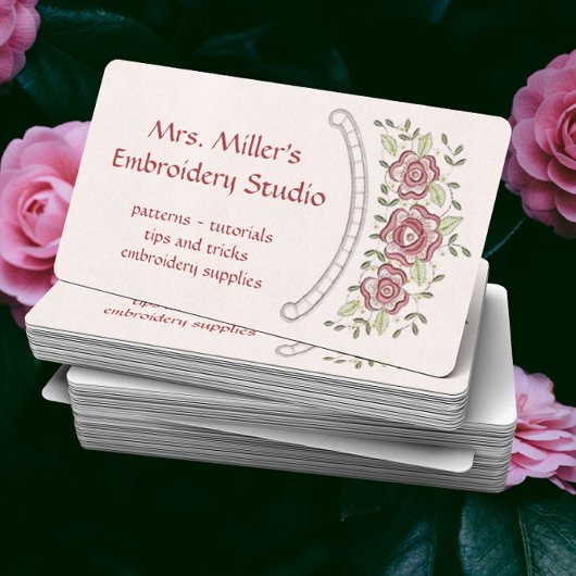 Schöne bestickte Blume Stickereimuster Visitenkarte