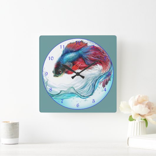 Schöne Betta-Fische Quadratische Wanduhr (Zuhause)