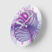 Schöne Bewegungen Abstraktes Fraktal Kunst Rosa Runde Wanduhr (Winkel)