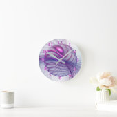 Schöne Bewegungen Abstraktes Fraktal Kunst Rosa Runde Wanduhr (Zuhause)