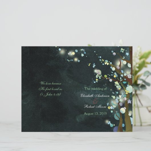 Schöne Bi Fold Hochzeitsfeierprogramme für die Nac (Stehend Vorderseite)