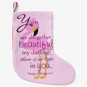 Schöne Bibelverse mit Flamingo Pink Kleiner Weihnachtsstrumpf