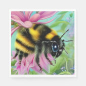 Schöne Biene auf einer rosa Blume Nah Serviette (Vorderseite)