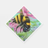 Schöne Biene auf einer rosa Blume Nah Serviette (Ecke)