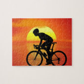 Schöne Biker-Silhouette Sonnenuntergang Szene farb Puzzle (Horizontal)