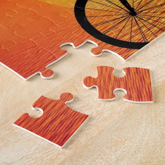 Schöne Biker-Silhouette Sonnenuntergang Szene farb Puzzle (Seite)