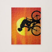 Schöne Biker-Silhouette Sonnenuntergang Szene farb Puzzle (Vertikal)