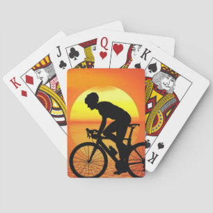 Schöne Biker-Silhouette Sonnenuntergang Szene farb Spielkarten