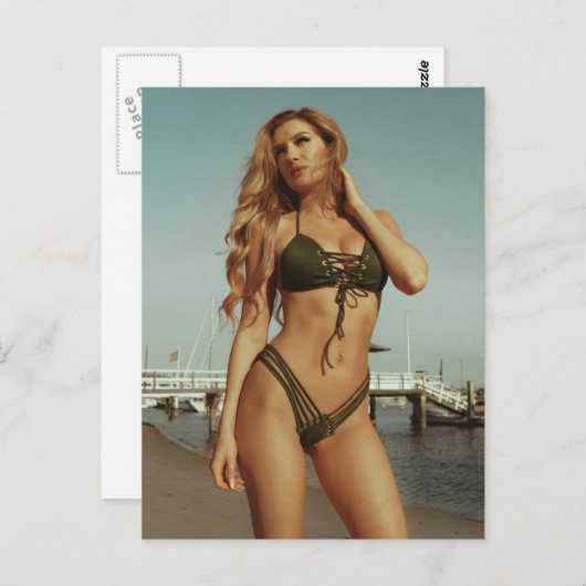 Schöne Bikini-Girl Postkarte (Vorne/Hinten)