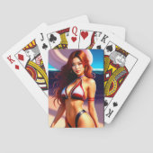 Schöne Bikini-Pokerspielerin Spielkarten (Rückseite)