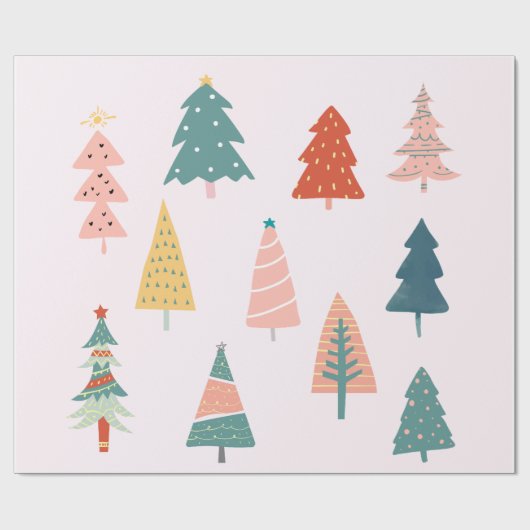 Schöne Bilder von Weihnachtsbäumen Geschenkpapier (Flach)