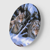 Schöne Bilder von zwei Wölfen Große Wanduhr (Winkel)