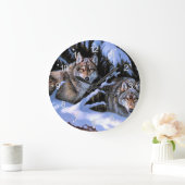 Schöne Bilder von zwei Wölfen Große Wanduhr (Zuhause)