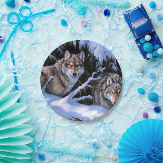 Schöne Bilder von zwei Wölfen Pappteller (Party)