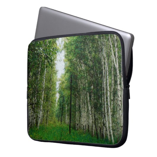 Schöne Birch Tree Wald Kunst Laptopschutzhülle (Vorderseite Links)