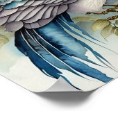 Schöne Bird Print Feathers Aquamarin Blue Ivory Sa Poster (Ecke)