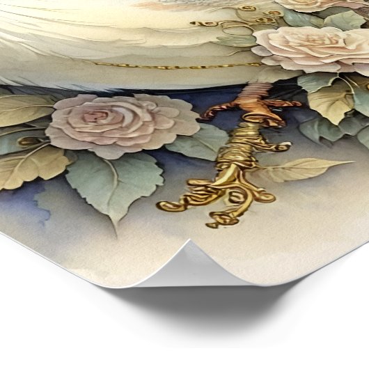 Schöne Bird Print Feathers Soft Neutrals Rose Poster