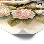 Schöne Bird Print Feathers Soft Neutrals Rose Poster (Ecke)