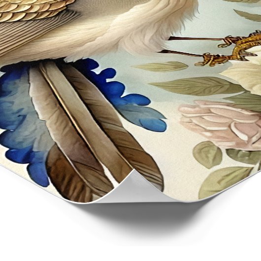 Schöne Bird Print Feathers Soft Neutrals Rose Poster (Ecke)