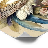 Schöne Bird Print Feathers Soft Neutrals Rose Poster (Ecke)