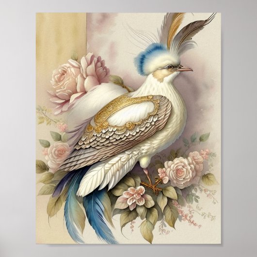 Schöne Bird Print Feathers Soft Neutrals Rose Poster (Vorne)