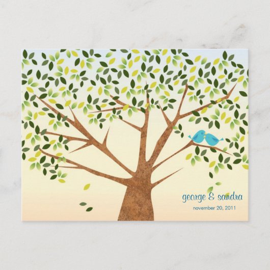 Schöne Bird Tree Einladung zur Hochzeit (Vorderseite)