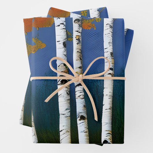 Schöne Birke im Herbst Geschenkpapier Set (Beispiel)