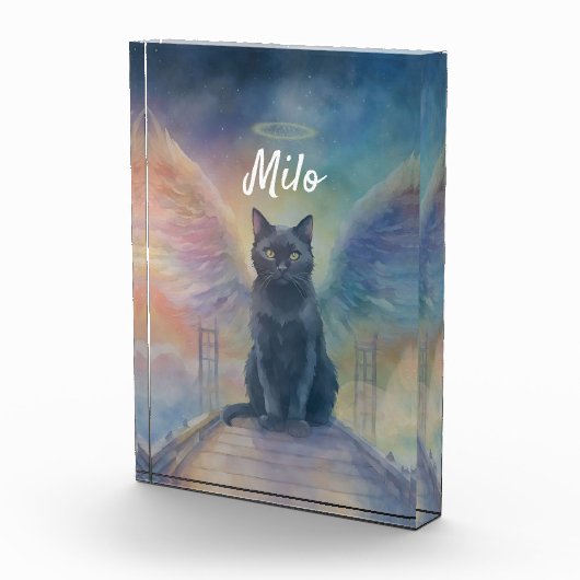 Schöne Black Cat Art Pet Memorial Geschenk Fotoblock (Rechts)