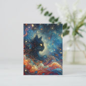Schöne Black Cat Space Doodles Postkarte (Stehend Vorderseite)