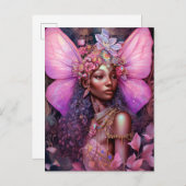 Schöne Black Fairy Girl Fantasy Kunst, Dichtung un Postkarte (Vorne/Hinten)