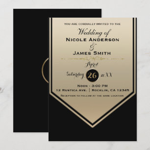 Schöne Black & Gold Shine Classy Hochzeit Einladung