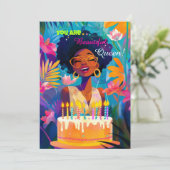 Schöne Black Queen Birthday Card Dankeskarte (Stehend Vorderseite)