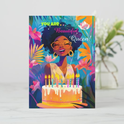 Schöne Black Queen Birthday Card Dankeskarte (Stehend Vorderseite)