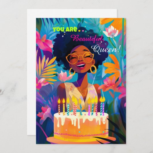 Schöne Black Queen Birthday Card Dankeskarte (Vorne/Hinten)