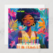 Schöne Black Queen Birthday Party Einladung (Vorne/Hinten)